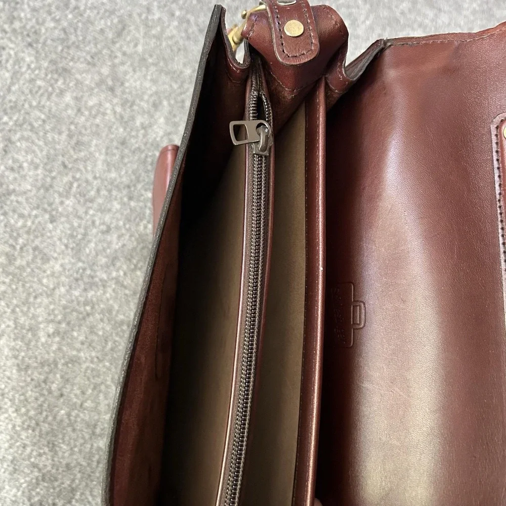 Schlesinger Bag Brown Leather Business Case Shoulder Briefcase Law USA Vintage